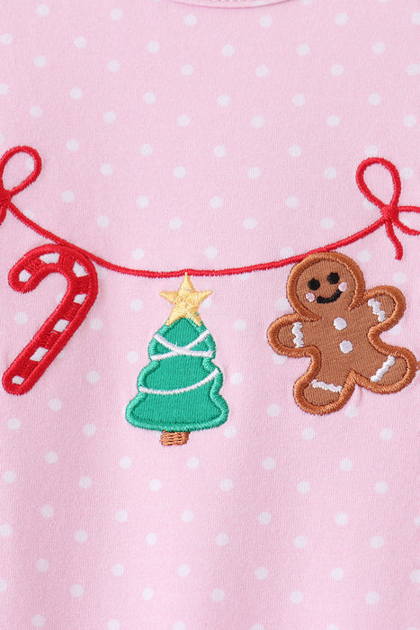 Pink Christmas Tree & Gingerbread Baby Romper