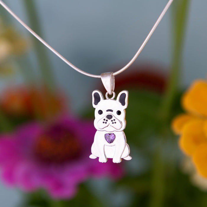 Sterling Silver/Crystal Pup Themed Pendant Necklace