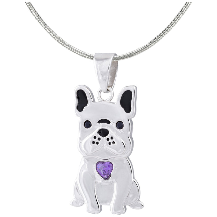 Sterling Silver/Crystal Pup Themed Pendant Necklace