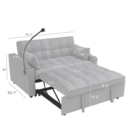 Modern Velvet Loveseat Sofa Couch with Pullout Bed