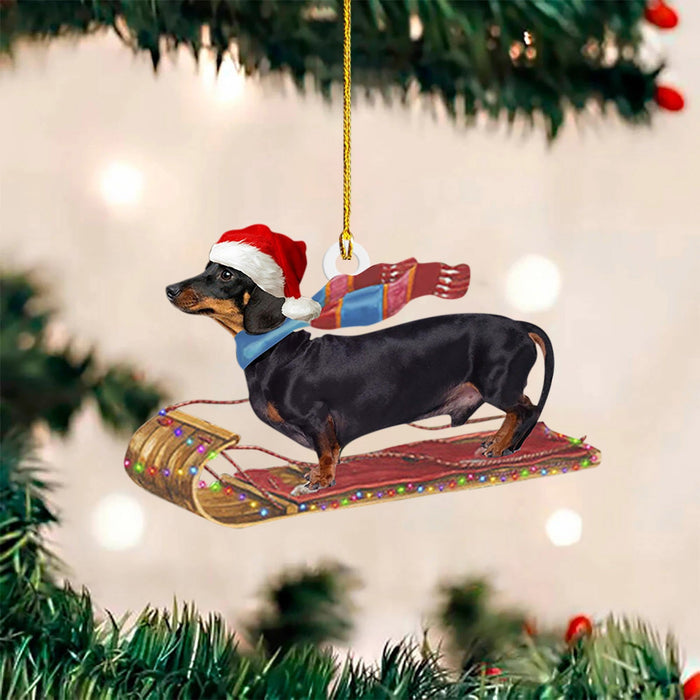 Festive Dachshund Acrylic Christmas Ornaments