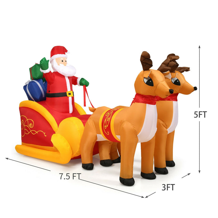 7.5 Feet Waterproof Inflatable Santa with Deer and Sled