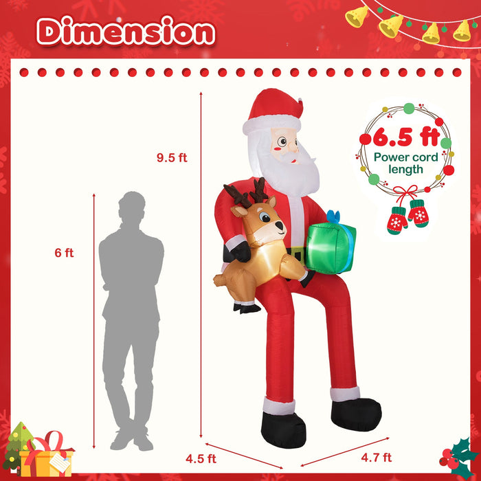 9.5 Feet Inflatable Santa Outdoor Decoration with Built-in LED Lights