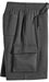 Men’s fleece cargo shorts in charcoal with multiple pockets and elastic waistband for adjustable fit