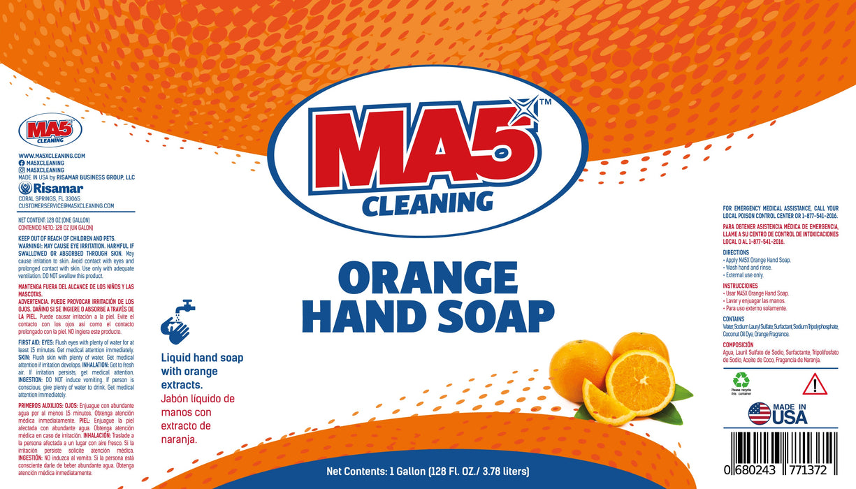 MA5X Orange Power Hand Soap 55-Gallon Drum | Glycerin-Conditioned Grease-Cutting Formula