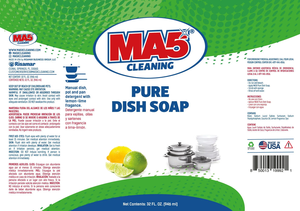 MA5X Pure Dish Soap | Commercial-Grade Grease-Cutting Formula
