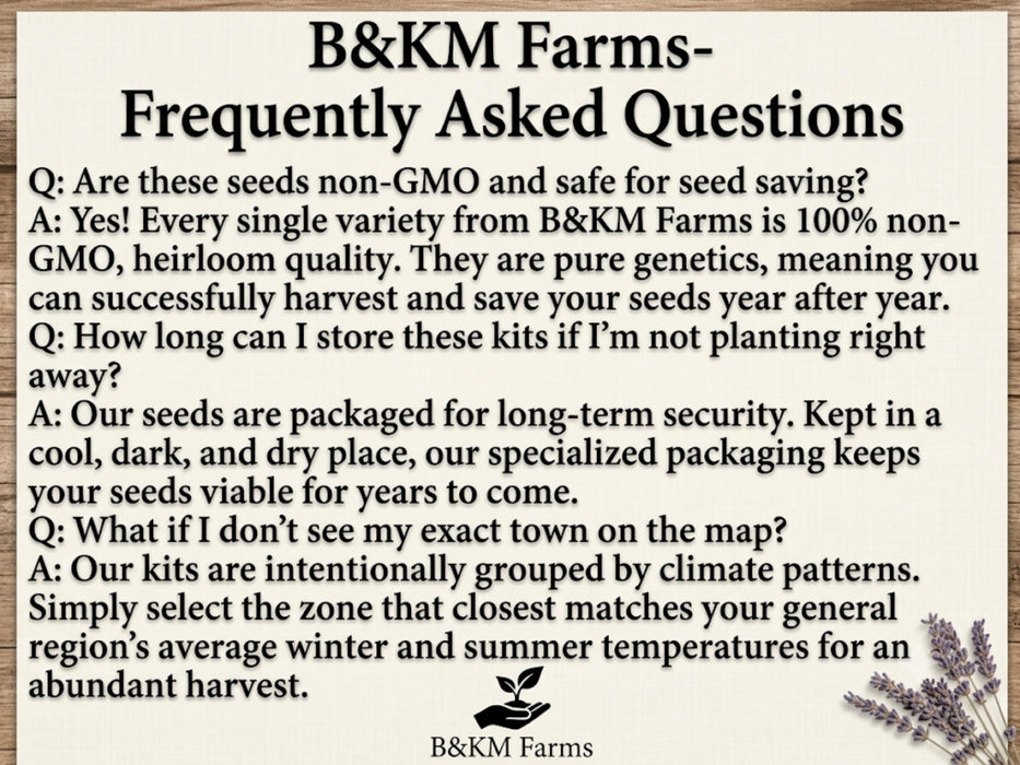 50 Varieties - Heirloom Vegetable & Herb Long-Term Seed Vaults – USA Grown, Non-GMO - 50,000 Seeds