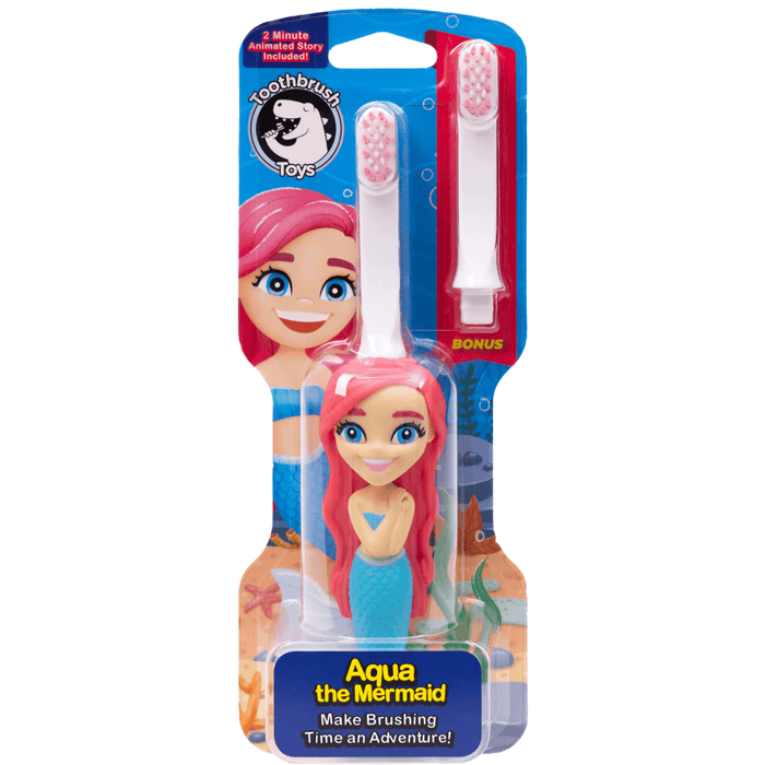 Aqua the Mermaid Toothbrush for Kids With Bonus Brush Head