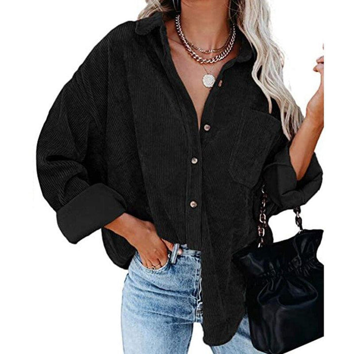 Corduroy Country Chic Shirt – Stylish Single-Breasted Cowgirl Shirt
