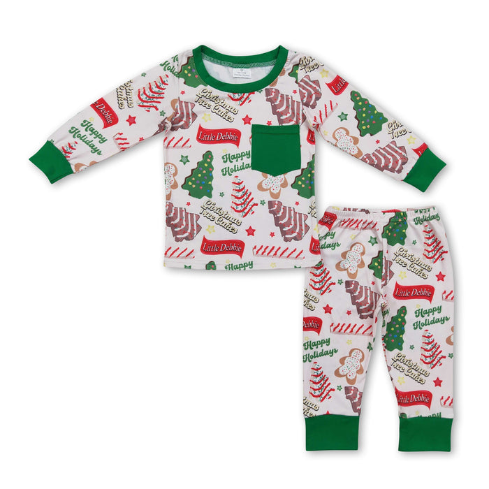 Kids Christmas Tree Cake & Gingerbread Pajamas Set