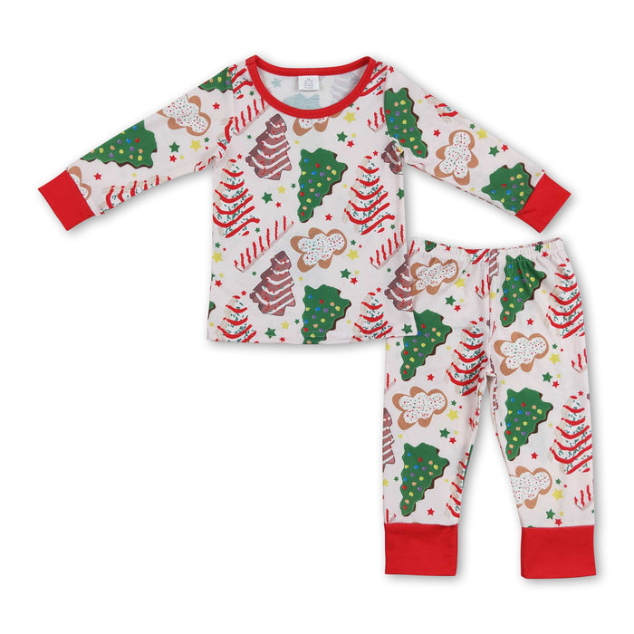 Boys Bamboo Christmas Pajamas - Gingerbread & Christmas Tree Cake Holiday Sleepwear