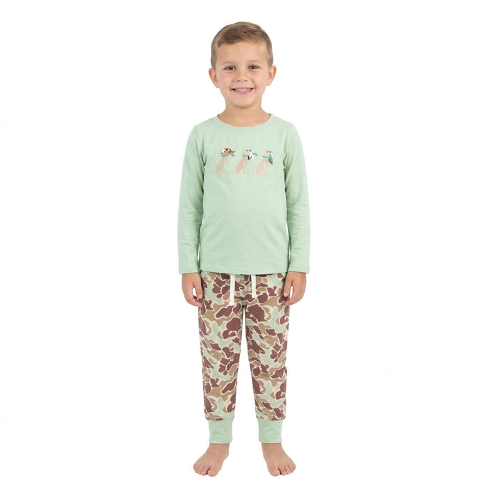 Boys Long Sleeve Duck and Dog Embroidered Camo Outfit