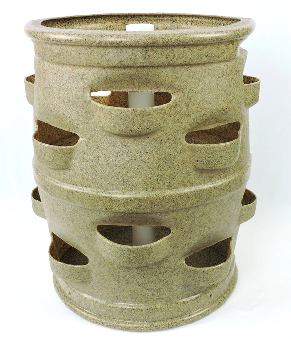 Patio Pocket Planter brown sandstone with center watering tube holding 22 plants, durable BPA-free outdoor planter