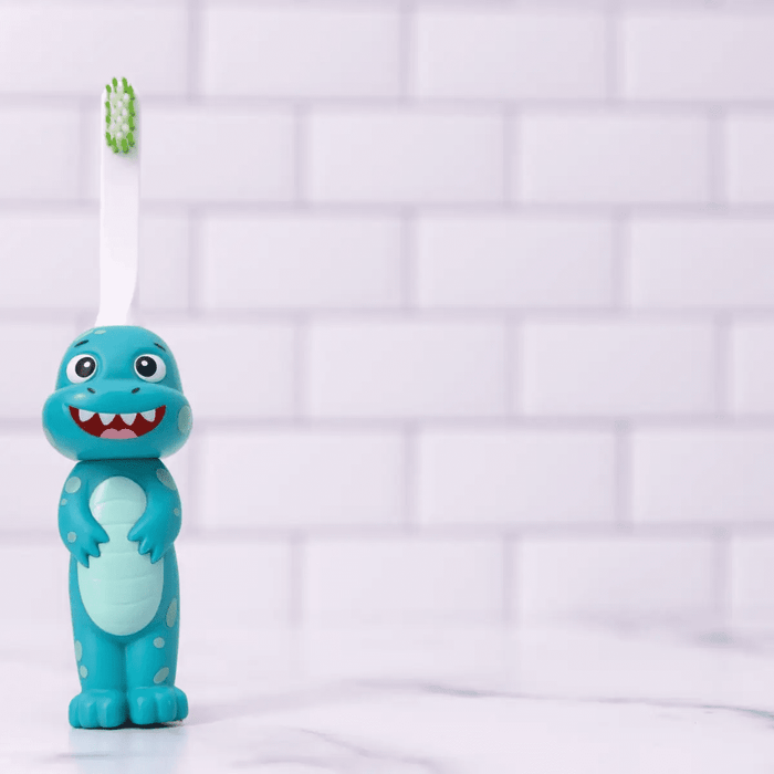 Brushy the Brushasaurus Dinosaur Toothbrush for Kids With Bonus Brush Head