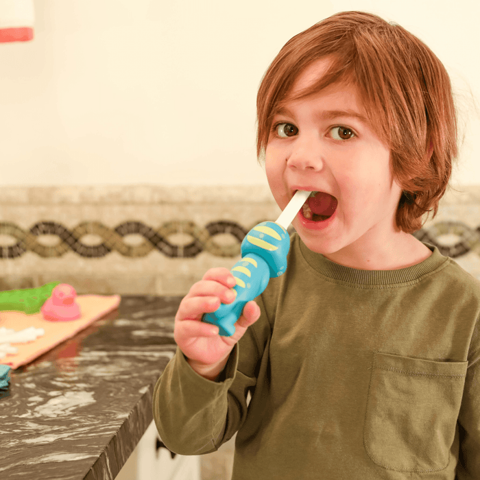 Brushy the Brushasaurus Dinosaur Toothbrush for Kids With Bonus Brush Head