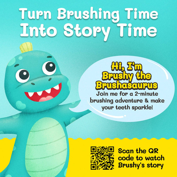 Brushy the Brushasaurus Dinosaur Toothbrush for Kids With Bonus Brush Head
