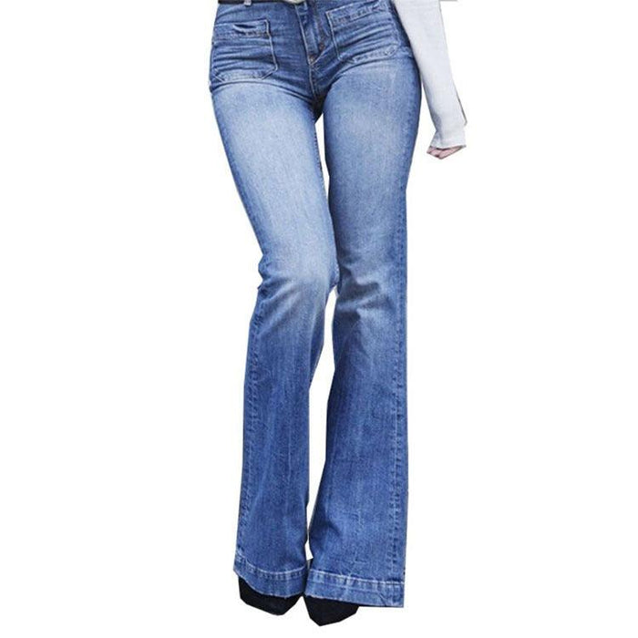 Cowgirl Chic Mid-Waist Micro-Flare Denim Jeans