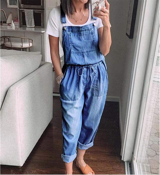 Cowgirl Drawstring Denim Overalls