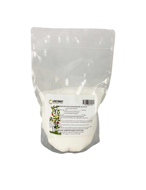 Calcium Nitrate Fertilizer 15.5-0-0 bag with granules, fast-acting nitrogen and calcium plant nutrient
