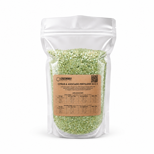 Premium 14-6-4 Citrus & Avocado Fertilizer bag with water-soluble nutrition for salt-sensitive trees