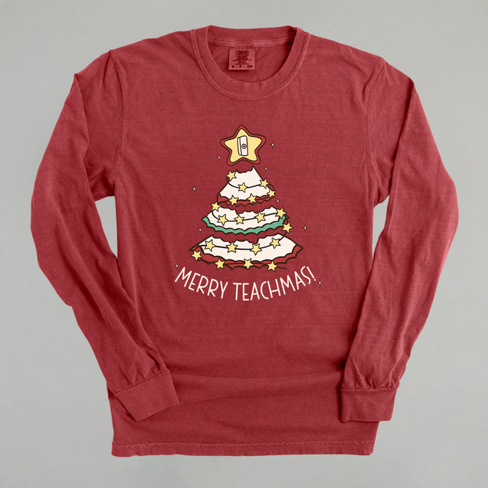 Merry Teachmas Tree Doodle Printed Shirts