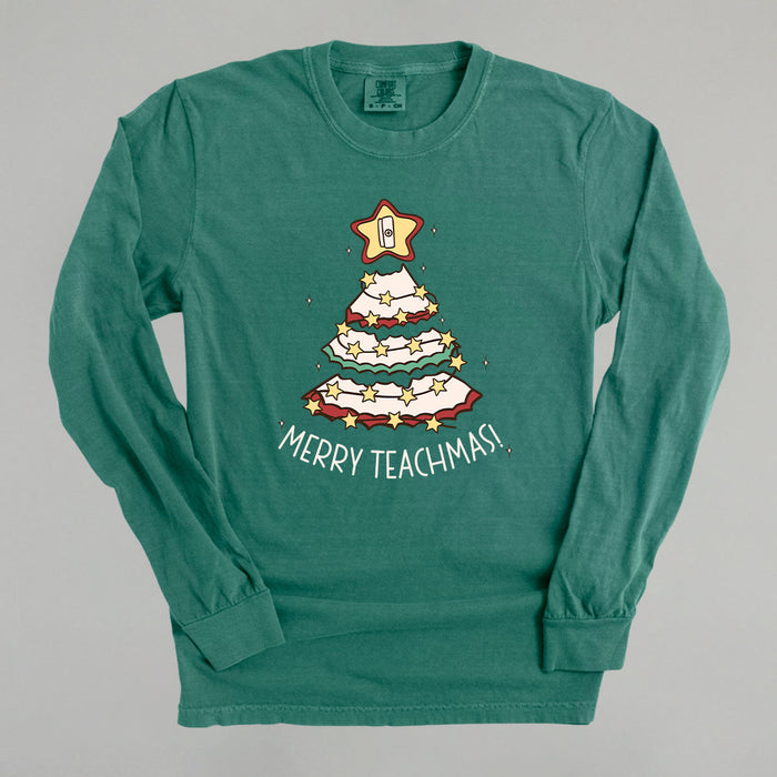 Merry Teachmas Tree Doodle Printed Shirts