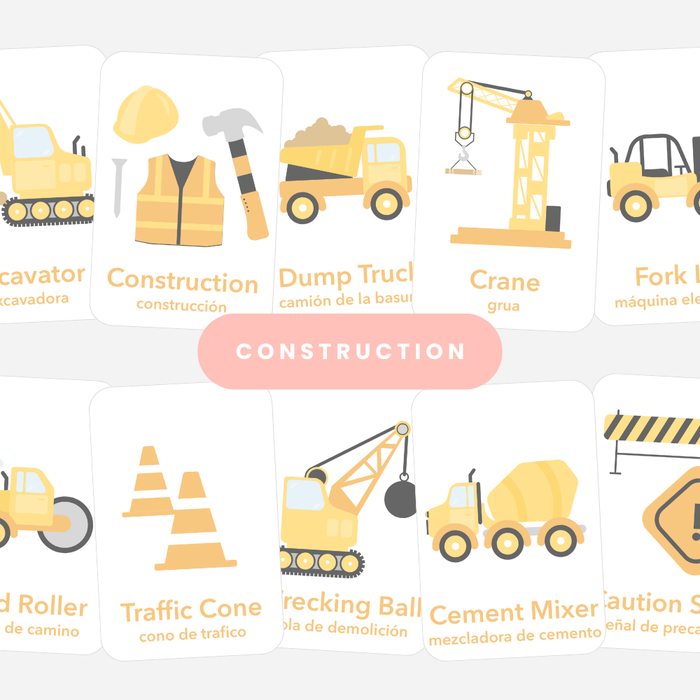Construction Equipment Flashcards For Kids