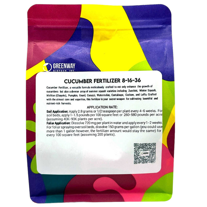 Premium 8-16-36 water-soluble cucumber fertilizer for hydroponic, soil, and foliar application