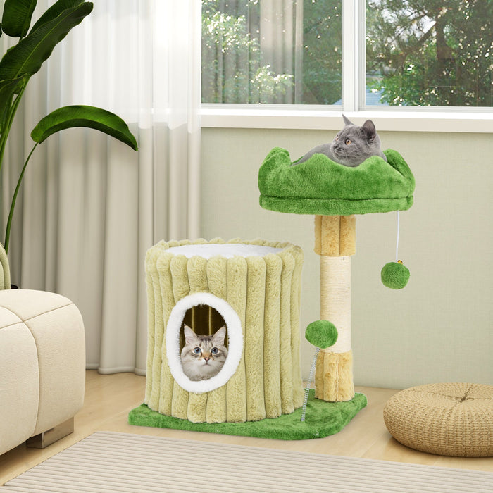 Cute Cat Tree with Scratching Post and Dangling Ball