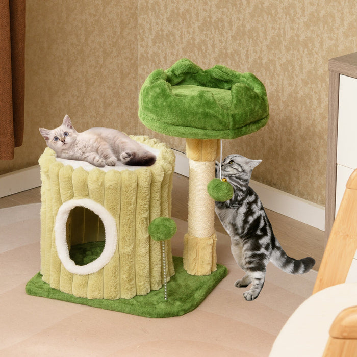 Cute Cat Tree with Scratching Post and Dangling Ball