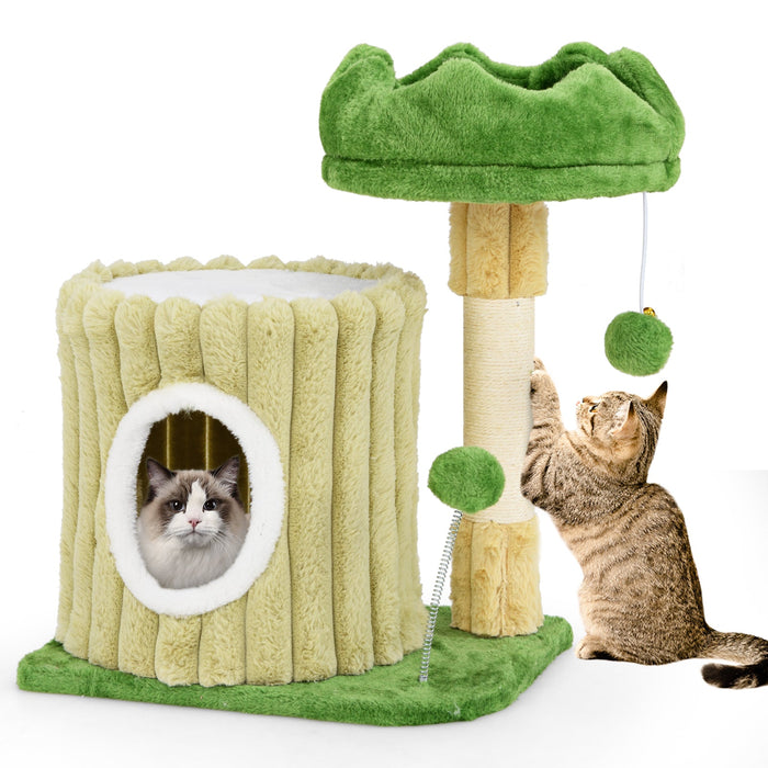 Cute Cat Tree with Scratching Post and Dangling Ball