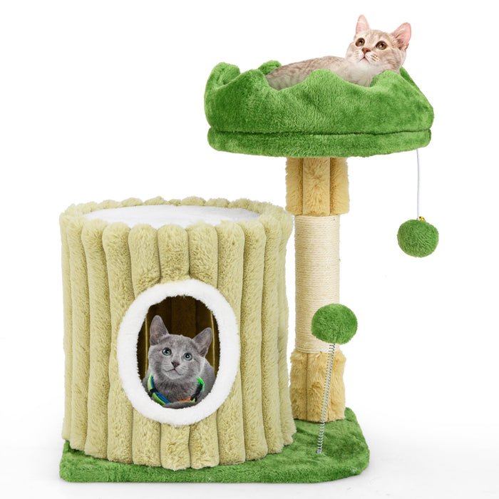 Cute Cat Tree with Scratching Post and Dangling Ball