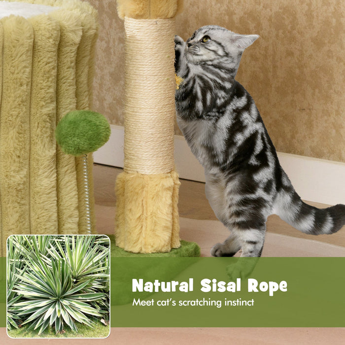 Cute Cat Tree with Scratching Post and Dangling Ball
