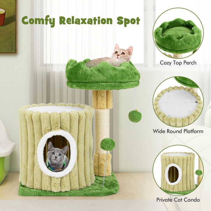 Cute Cat Tree with Scratching Post and Dangling Ball