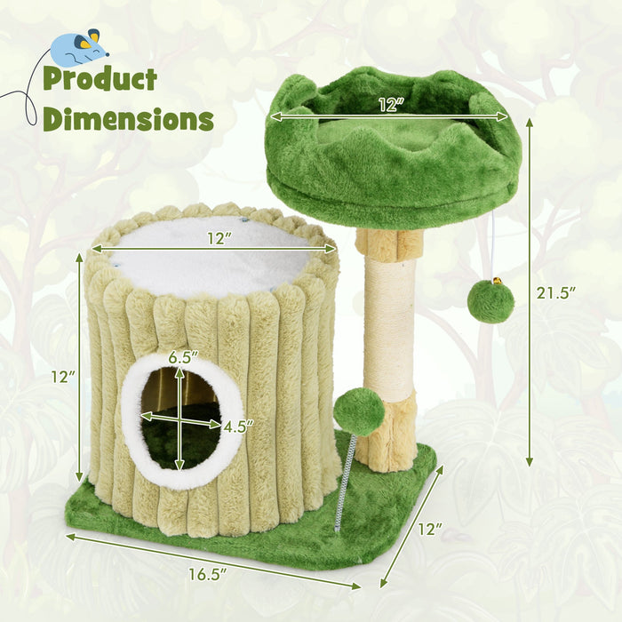 Cute Cat Tree with Scratching Post and Dangling Ball