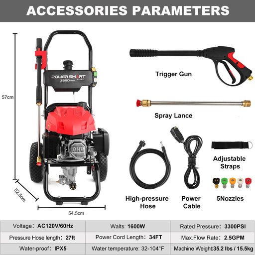 3300PSI 2.5GPM 201cc gas pressure washer DB1050 with heavy-duty power and efficient cleaning