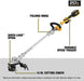 DEWALT 20V MAX 14-inch cordless folding string trimmer with QuickLoad spool and folding hinge for compact storage