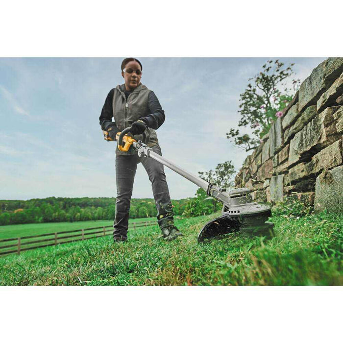 DEWALT 20V MAX 14-inch cordless folding string trimmer with folding hinge and QuickLoad spool system