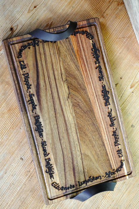 Rustic Handcrafted Serving Charcuterie Plank with Leather Handles