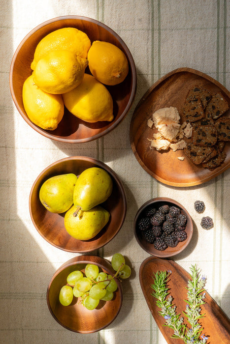 Handcrafted Rustic Acacia Wood Bowl Set
