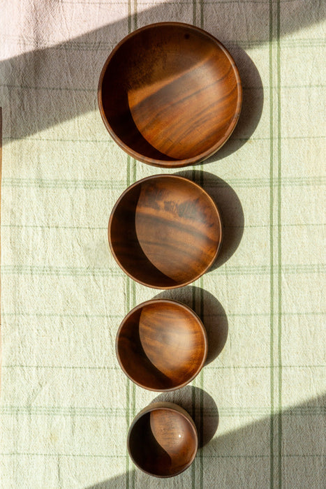 Handcrafted Rustic Acacia Wood Bowl Set