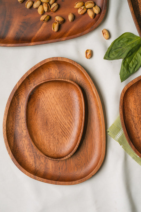 Handcrafted Acacia Wood Serving Platter Set