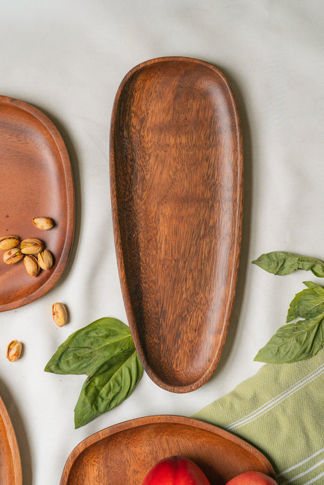 Handcrafted Acacia Wood Serving Platter Set