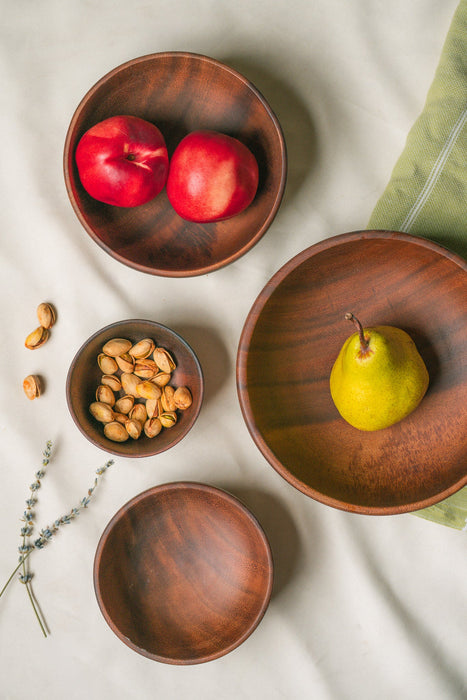 Handcrafted Rustic Acacia Wood Bowl Set