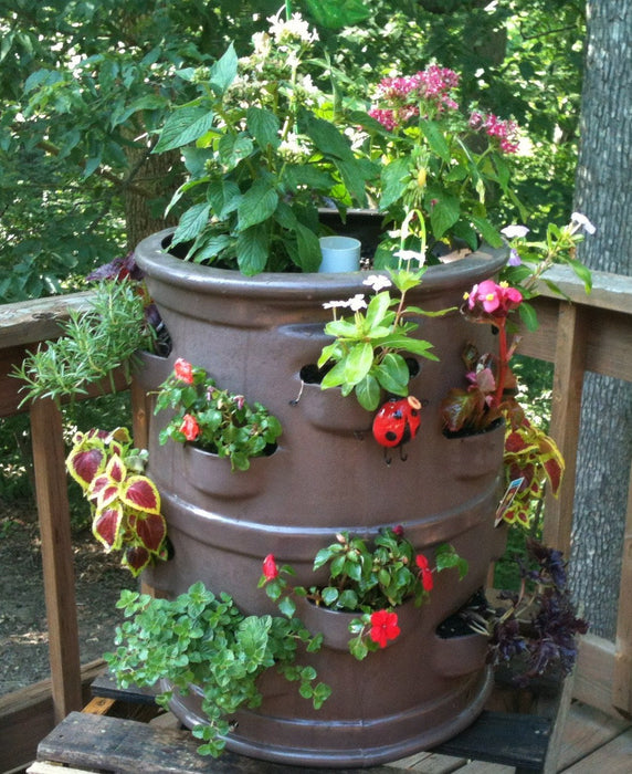 22-Pocket Vertical Patio Planter with Rolling Dolly Cart Combo