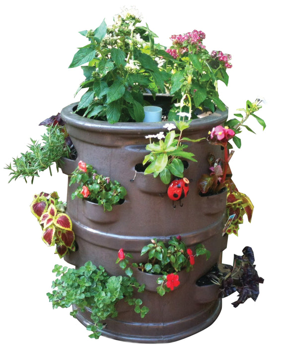22-Pocket Vertical Patio Planter with Center Watering Tube "Chocolate Brown"