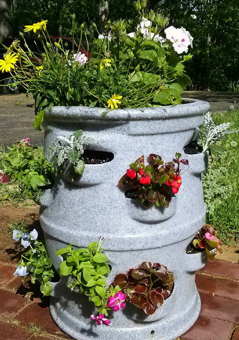 22-Pocket Vertical Patio Planter with Center Watering Tube "Gray Granite”