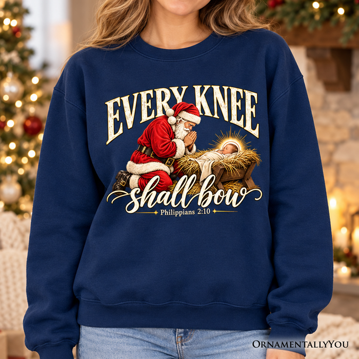 Every Knee Shall Bow Christian Christmas Sweatshirt | Nativity Sweater