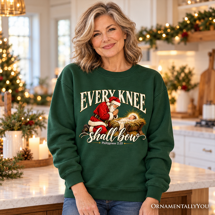 Every Knee Shall Bow Christian Christmas Sweatshirt | Nativity Sweater
