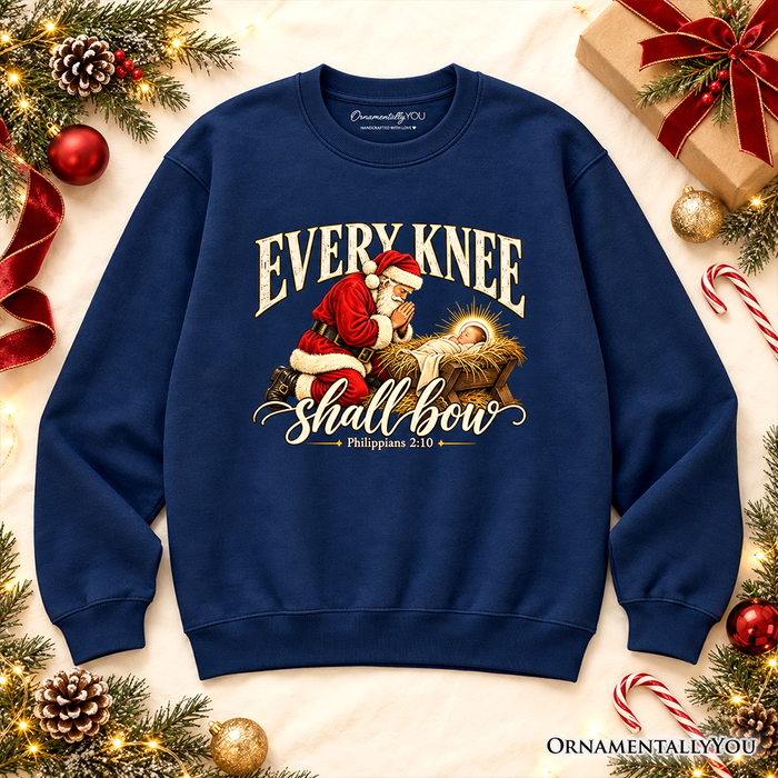 Every Knee Shall Bow Christian Christmas Sweatshirt | Nativity Sweater